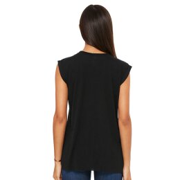 Bella + Canvas - 8804 Womens Flowy Muscle Tee Rolled Cuff - Black (Schwarz) XL