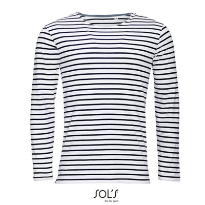 SOLS -  01402 - Men´s Long Sleeve Striped T-Shirt Marine - white/navy M