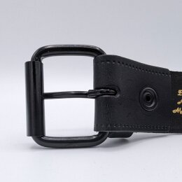 Nietengürtel - Gürtel mit schwarzen Killernieten - 2-Reihig - B029 - Echtleder - black XL