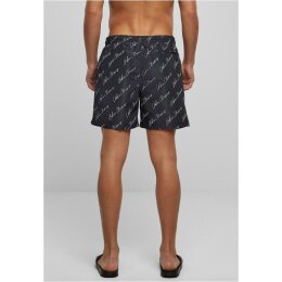 Urban Classics - TB2679 Pattern Swim Shorts - blackscriptlogo