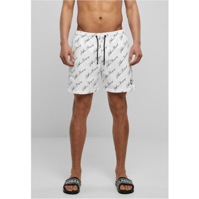 Urban Classics - TB2679 Pattern Swim Shorts - whitescriptlogo