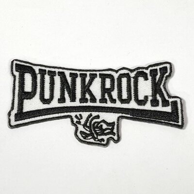 Punkrock - schwarz/weiß - gestickter Patch (Aufnäher)