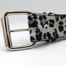 Nietengürtel - Gürtel mit silbernen Spitznieten- 2-Reihig - G0033-1 - veganes Leder - white leo S