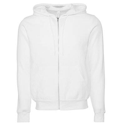 Bella + Canvas - 3739 Unisex Poly-Cotton Fleece Full-Zip Hoodie - DTG white