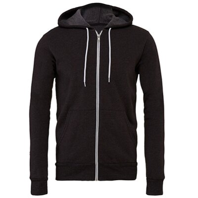 Bella + Canvas - 3739 Unisex Poly-Cotton Fleece Full-Zip Hoodie - dark grey heather