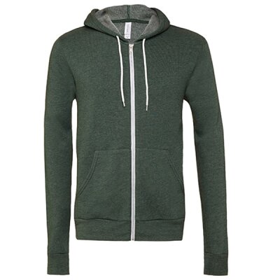 Bella + Canvas - 3739 Unisex Poly-Cotton Fleece Full-Zip Hoodie - heather forest L