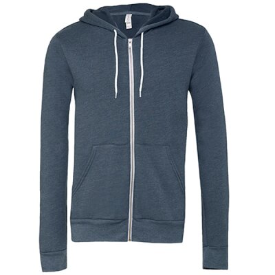 Bella + Canvas - 3739 Unisex Poly-Cotton Fleece Full-Zip Hoodie - heather navy M