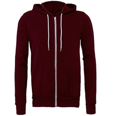 Bella + Canvas - 3739 Unisex Poly-Cotton Fleece Full-Zip Hoodie - maroon L