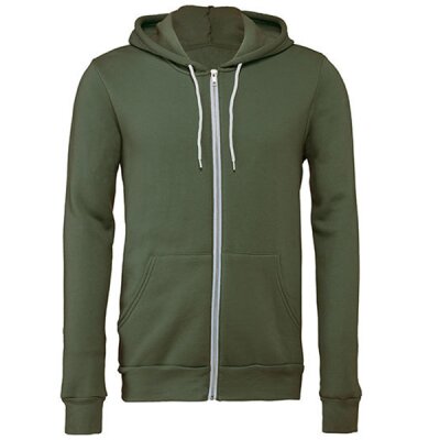 Bella + Canvas - 3739 Unisex Poly-Cotton Fleece Full-Zip Hoodie - military green