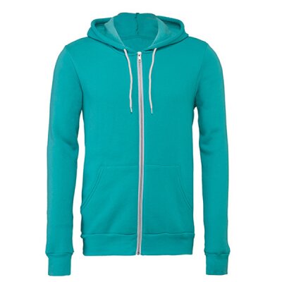 Bella + Canvas - 3739 Unisex Poly-Cotton Fleece Full-Zip Hoodie - teal