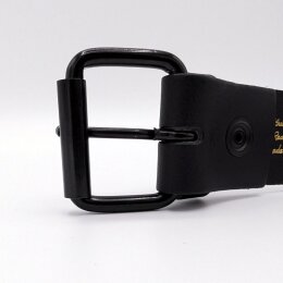 Nietengürtel - Gürtel mit kleinen schwarzen Pyramidennieten - 3-Reihig -  B274 - Echtleder - black L