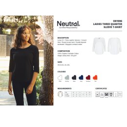 Neutral - Ladies 3/4 Sleeve T-Shirt (O81006) - black  XXL