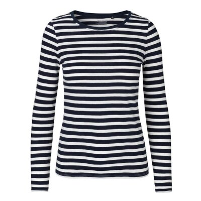 Neutral - Ladies Longsleeve T-Shirt (O81050) - navy white striped M