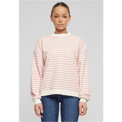 Urban Classics - TB6135 Ladies Oversized Striped Crewneck - lemonadepink/whitesand