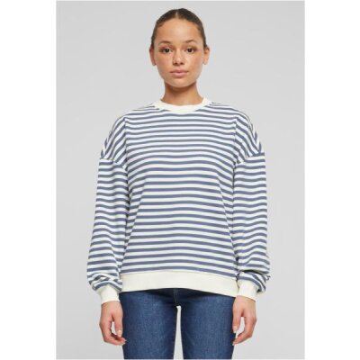 Urban Classics - TB6135 Ladies Oversized Striped Crewneck - whitesand/vintageblue
