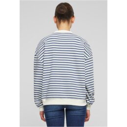 Urban Classics - TB6135 Ladies Oversized Striped Crewneck - whitesand/vintageblue