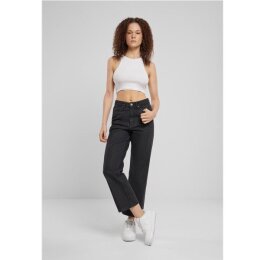 Urban Classics - TB6815 - Ladies Cropped Straight Leg Denim Pants - black washed