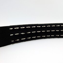 Nietengürtel - Gürtel mit kleinen silbernen Pyramidennieten - 3-Reihig -  B273 - Echtleder - black L