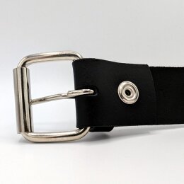 Nietengürtel - Gürtel mit kleinen silbernen Pyramidennieten - 3-Reihig -  B273 - Echtleder - black XL