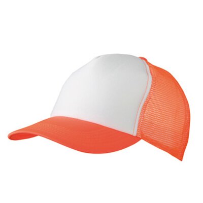 Myrtle Beach - 5-Panel Polyester Mesh Cap - MB070 - Trucker Cap - neon orange / white / neon orange