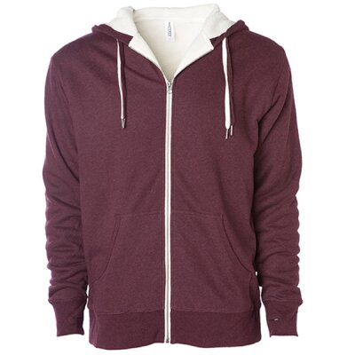 Independent - Unisex Sherpa Lined Zip Hooded Jacket - NP352 - burgundy heather/natural M