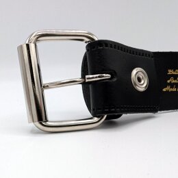 Nietengürtel - Gürtel mit silbernen Killernieten - 2-Reihig - B028 - Echtleder - black L