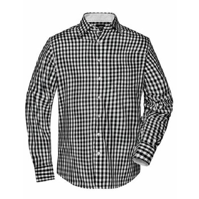 James & Nicholson - Men´s Checked Shirt (JN617) - black / white