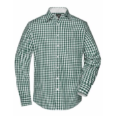 James & Nicholson - Men´s Checked Shirt (JN617) - forest green / white   L
