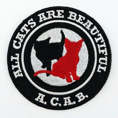 All Cats Are Beautiful - rot / schwarz - gestickter Patch