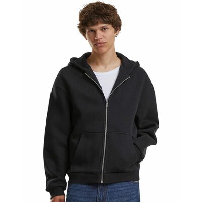 Build Your Brand - Fluffy Zip Hoodie (BY285) - black