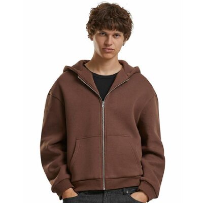 Build Your Brand - Fluffy Zip Hoodie (BY285) - chocolate brown