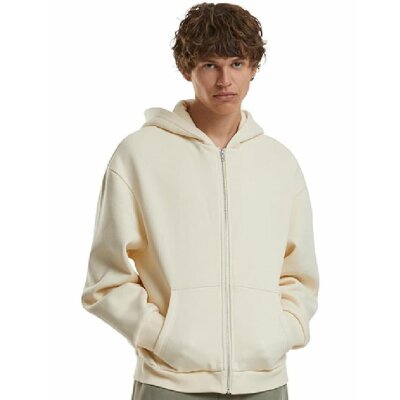 Build Your Brand - Fluffy Zip Hoodie (BY285) - white sand