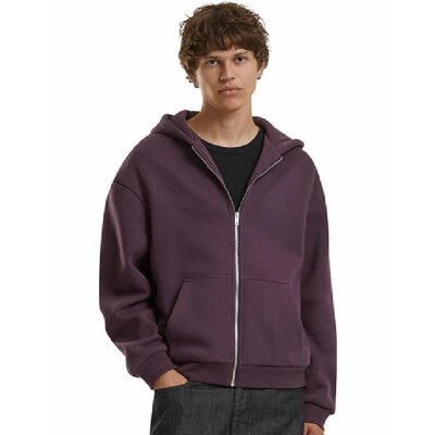 Build Your Brand - Fluffy Zip Hoodie (BY285) - plum purple  M