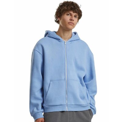 Build Your Brand - Fluffy Zip Hoodie (BY285) - powder blue