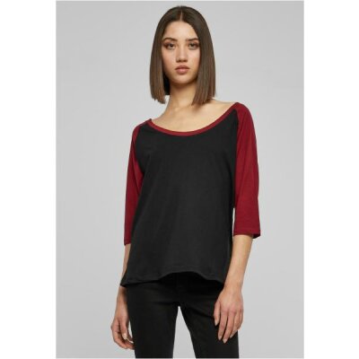 Urban Classics - TB733 - Ladies 3/4 Contrast Raglan Tee - black / burgundy