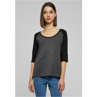 Urban Classics - TB733 - Ladies 3/4 Contrast Raglan Tee - charcoal / black  M