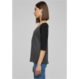 Urban Classics - TB733 - Ladies 3/4 Contrast Raglan Tee - charcoal / black  M