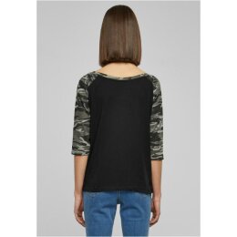 Urban Classics - TB733 - Ladies 3/4 Contrast Raglan Tee - black / darkcamo XS