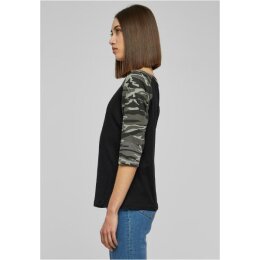 Urban Classics - TB733 - Ladies 3/4 Contrast Raglan Tee - black / darkcamo XS