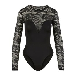 Urban Classics - TB7089 - Ladies Round Neck Lace Body - black