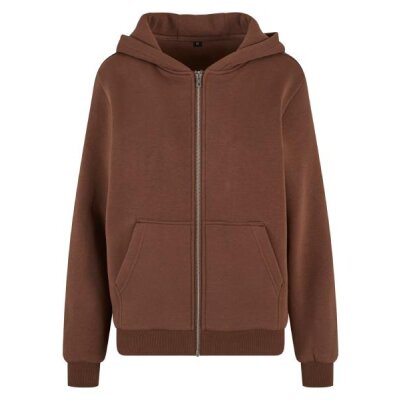 Build Your Brand - Ladies Fluffy  Zip Hoody (BY290) - chocolate brown