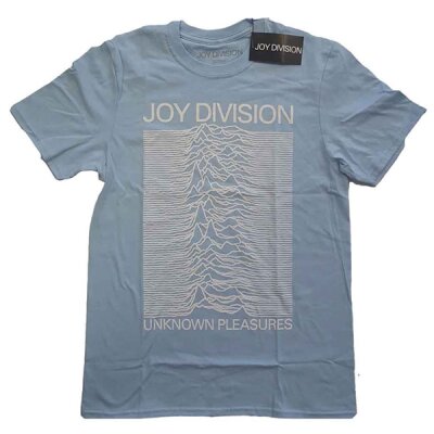 Joy Division - Unknown Pleasures -  white on blue - Unisex Shirt - light blue- T-Shirt M
