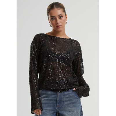 Urban Classics - TB6997 - Ladies Sequins Longsleeve - black