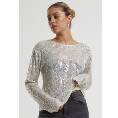 Urban Classics - TB6997 - Ladies Sequins Longsleeve - whitesand