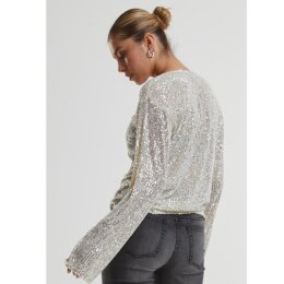 Urban Classics - TB6997 - Ladies Sequins Longsleeve - whitesand 5XL
