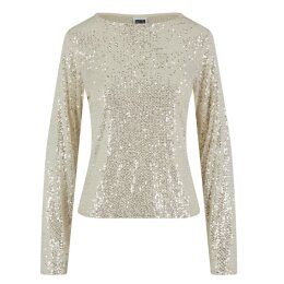 Urban Classics - TB6997 - Ladies Sequins Longsleeve - whitesand 5XL