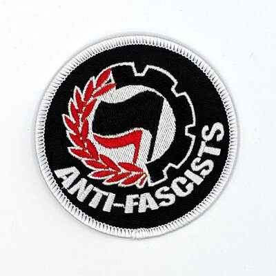 Anti-Fascist - Logo - rot / schwarz - gestickter Patch (Aufnäher)