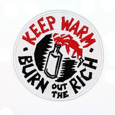 Keep Warm - Burn Out The Rich - Logo - gestickter Patch (Aufnäher)