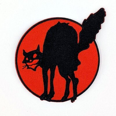 Schwarze Katze - Anarchy-Cat - gestickter Patch (Aufnäher)