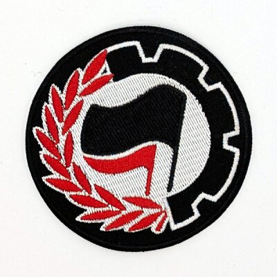 Antifa - Logo 2 - schwarz / rot - gestickter Patch (Aufnäher)
